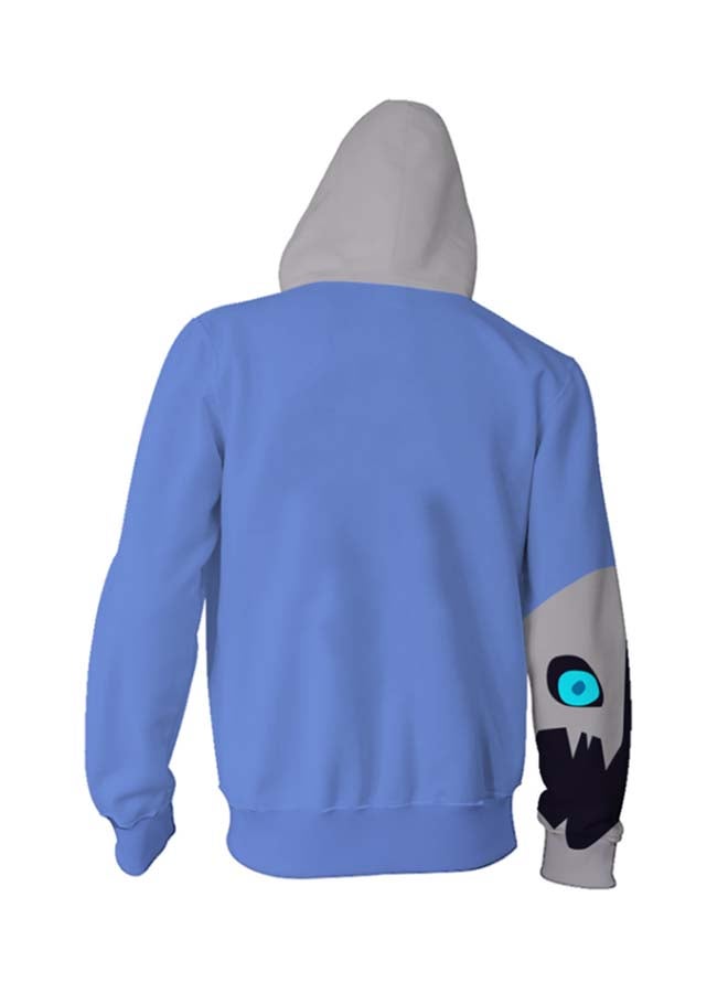 3D Printed Zipper Cardigan Hoodie Blue  - Image 2
