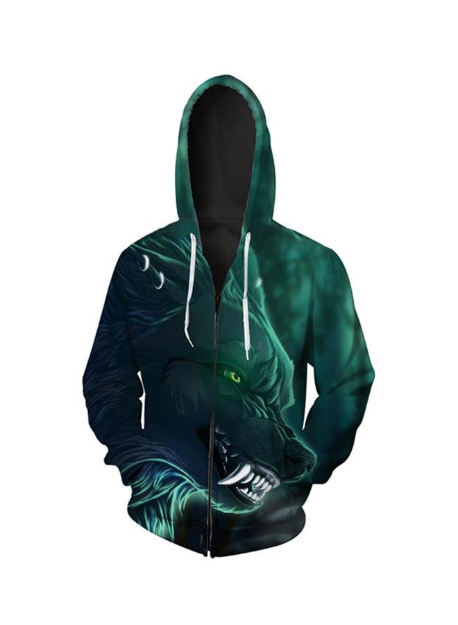 هودي مطبوع عليه ذئب للرجال - Image 1