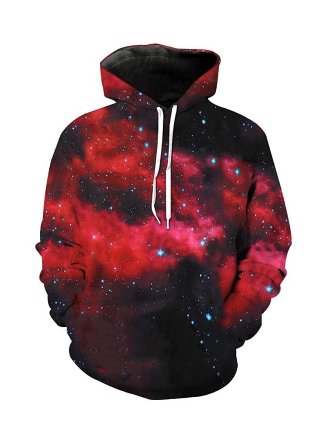 3D Cool Print Hooded Pocket Hoodie Red - Image 1