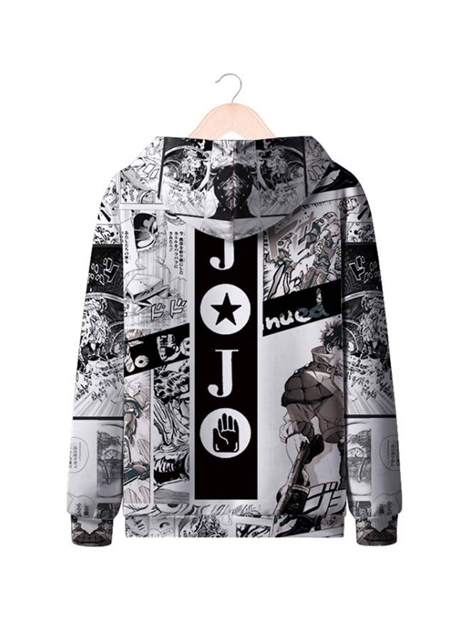 Casual V Neck Bell Sleeve Hoodie White/Black - Image 2