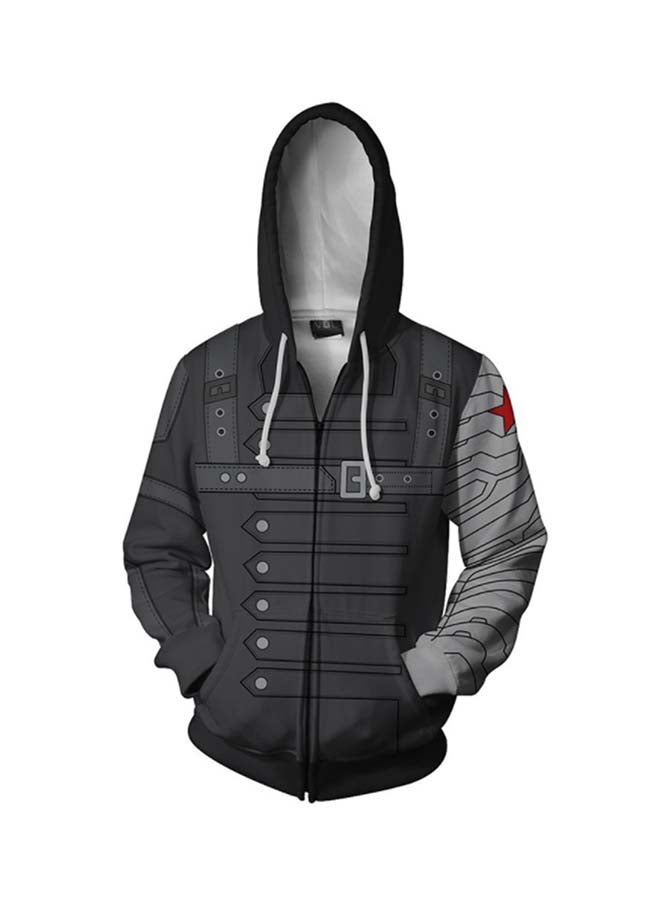Generic Winter Soldier 3D Printed Zipper Hoodie Black/Grey  - Image 1