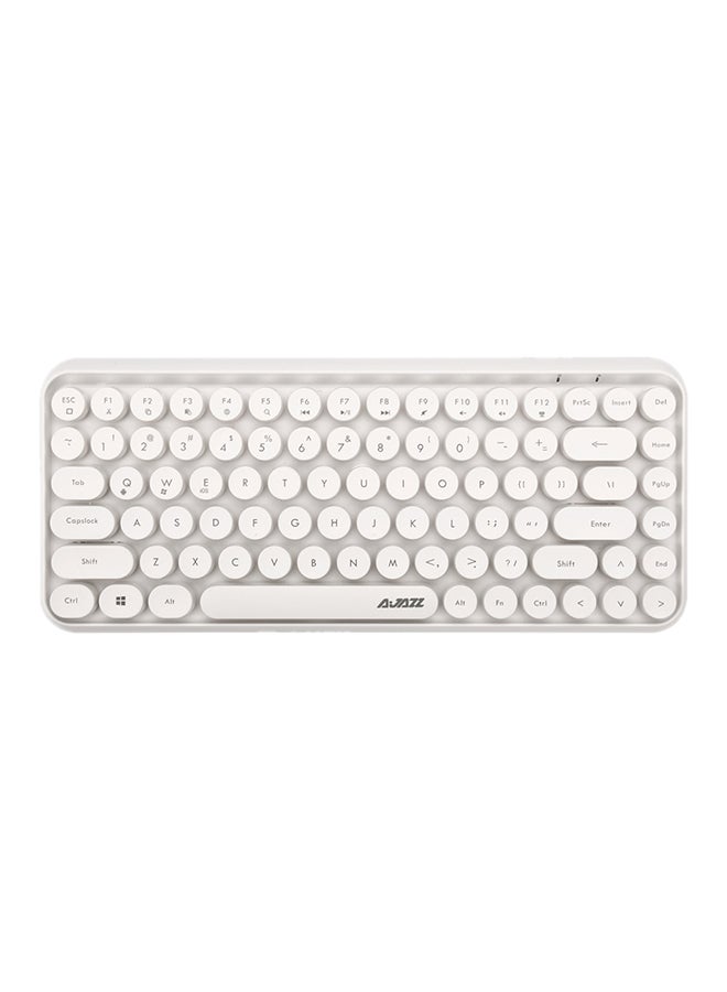 Ajazz Wireless Bluetooth keyboard, Cute Mini 84-key Compact Keyboard, 2.4GHz wireless connect, Typewriter ABS Retro Round Key Caps, Matte Panel, Ergonomic Design for PC Computer Laptops White  - Image 1