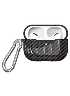 Carbon Fibber Bluetooth Headphone Protective Cover Apple AirPods 3 Pro With Hook Black
