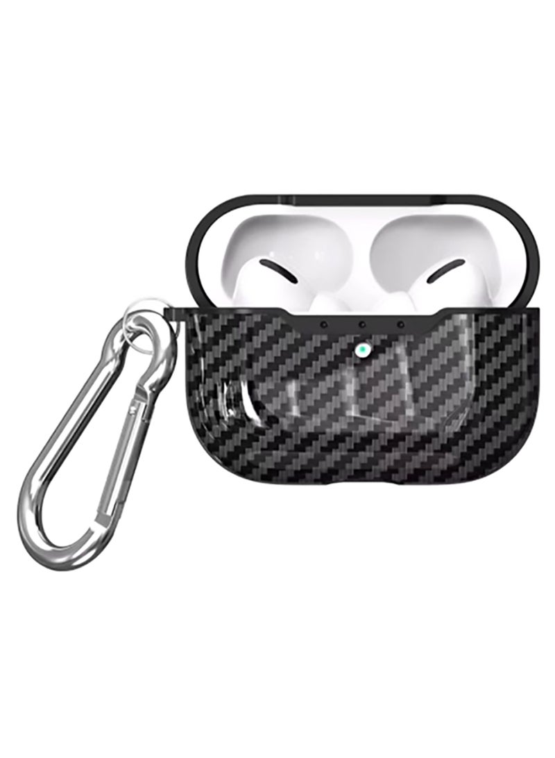 Generic - Carbon Fibber Bluetooth Headphone Protective Cover Apple AirPods 3 Pro With Hook Black - Image 1