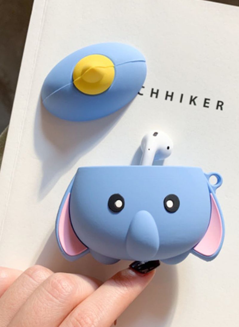 Generic - Mini-Elephant Bluetooth Headphone Protective Cover For Apple AirPods 3 Pro Blue - Image 1