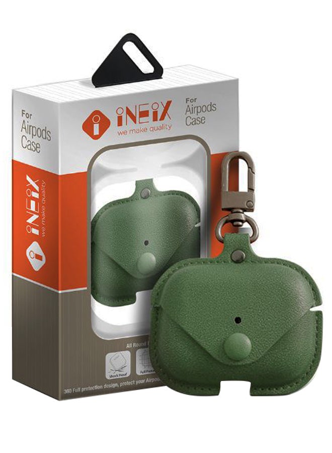 إينيكس حافظة حماية واقية مصنوعة من الجلد لسماعات أبل آير بودز برو أخضر - Image 5