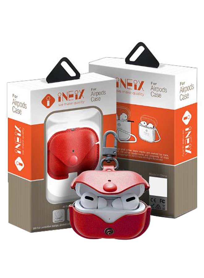INEIX - Leather Protective Case Cover For Apple AirPods Pro Red - Image 1