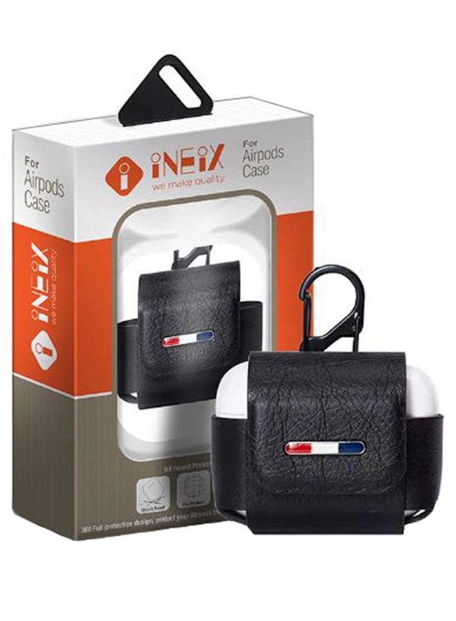 إينيكس حافظة واقية بتصميم فاخر لعلبة سماعات أبل آير بودز برو مع حلقة تعليق أسود - Image 1