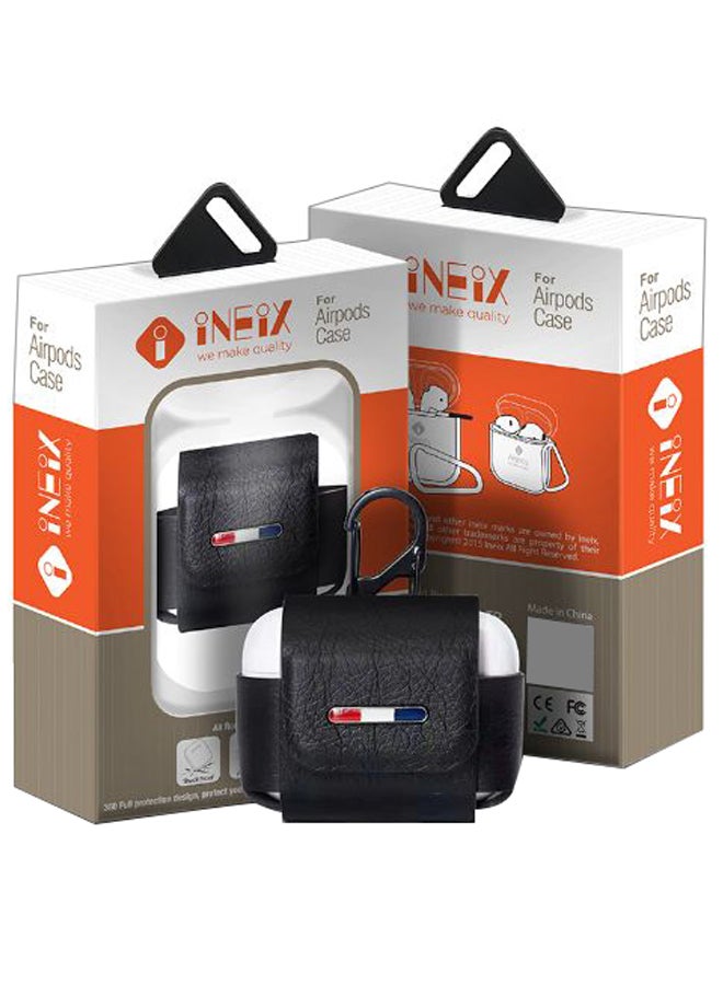 إينيكس حافظة واقية بتصميم فاخر لعلبة سماعات أبل آير بودز برو مع حلقة تعليق أسود - Image 5