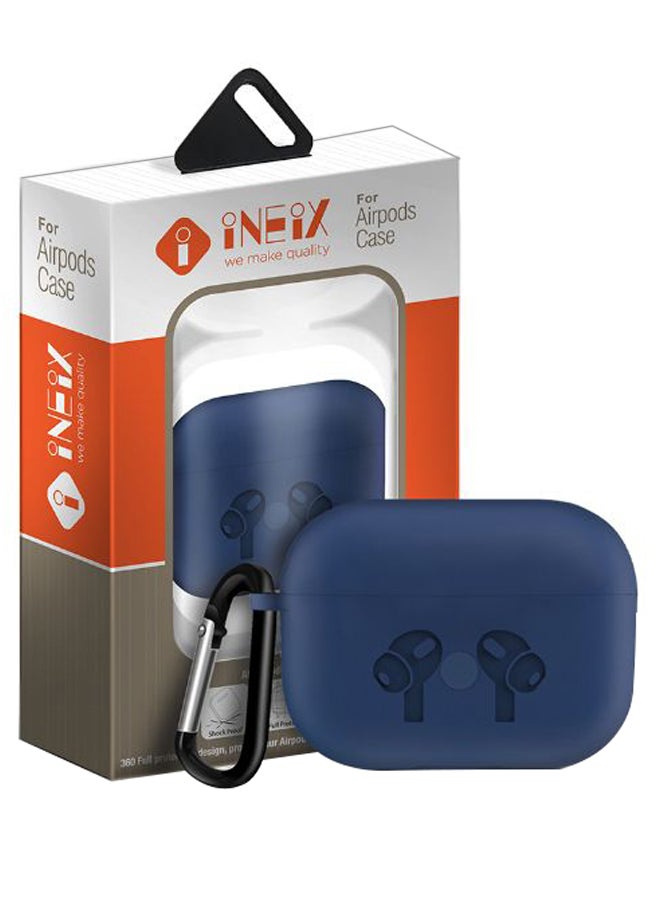 إينيكس حافظة حماية من السيليكون لعلبة سماعات أبل آير بودز برو مزود بحلقة تعليق أزرق - Image 5