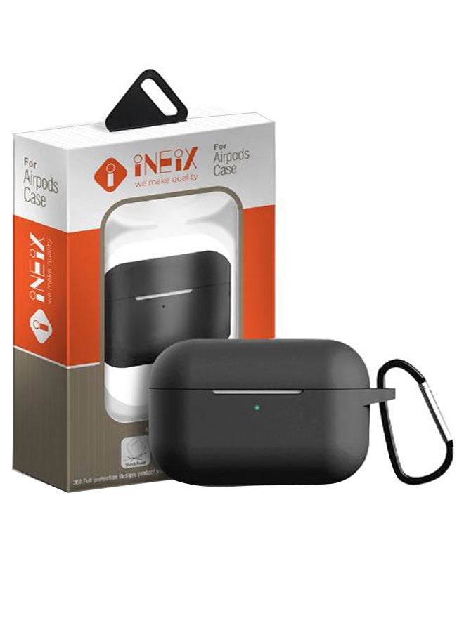 إينيكس حافظة حماية من السيليكون لعلبة سماعات أبل آير بودز برو مزود بحلقة تعليق أسود - Image 5