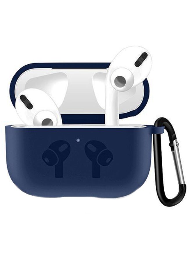 إينيكس حافظة حماية من السيليكون لعلبة سماعات أبل آير بودز برو مزود بحلقة تعليق أزرق - Image 2