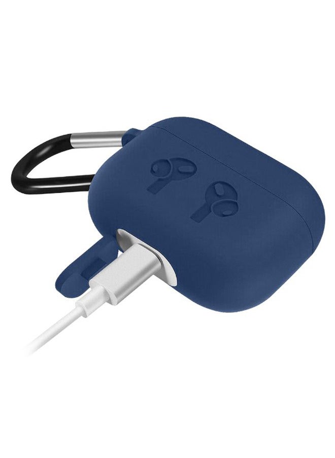 إينيكس حافظة حماية من السيليكون لعلبة سماعات أبل آير بودز برو مزود بحلقة تعليق أزرق - Image 3