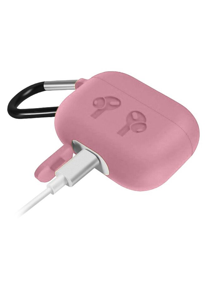 إينيكس حافظة حماية من السيليكون لعلبة سماعات أبل آير بودز برو مزود بحلقة تعليق وردي - Image 3