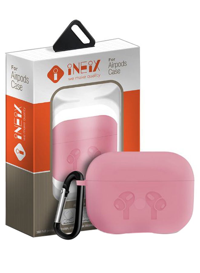 إينيكس حافظة حماية من السيليكون لعلبة سماعات أبل آير بودز برو مزود بحلقة تعليق وردي - Image 5