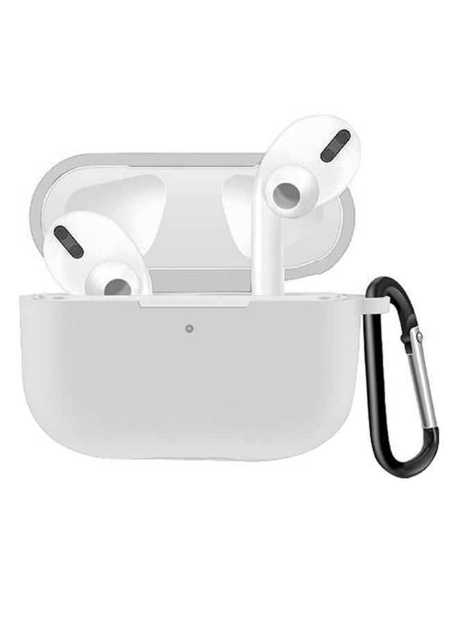 إينيكس حافظة حماية من السيليكون لعلبة سماعات أبل آير بودز برو مزود بحلقة تعليق أبيض - Image 3