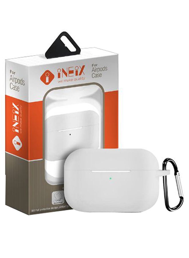 إينيكس حافظة حماية من السيليكون لعلبة سماعات أبل آير بودز برو مزود بحلقة تعليق أبيض - Image 5