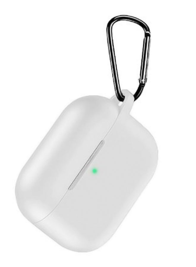 إينيكس حافظة حماية من السيليكون لعلبة سماعات أبل آير بودز برو مزود بحلقة تعليق أبيض - Image 4