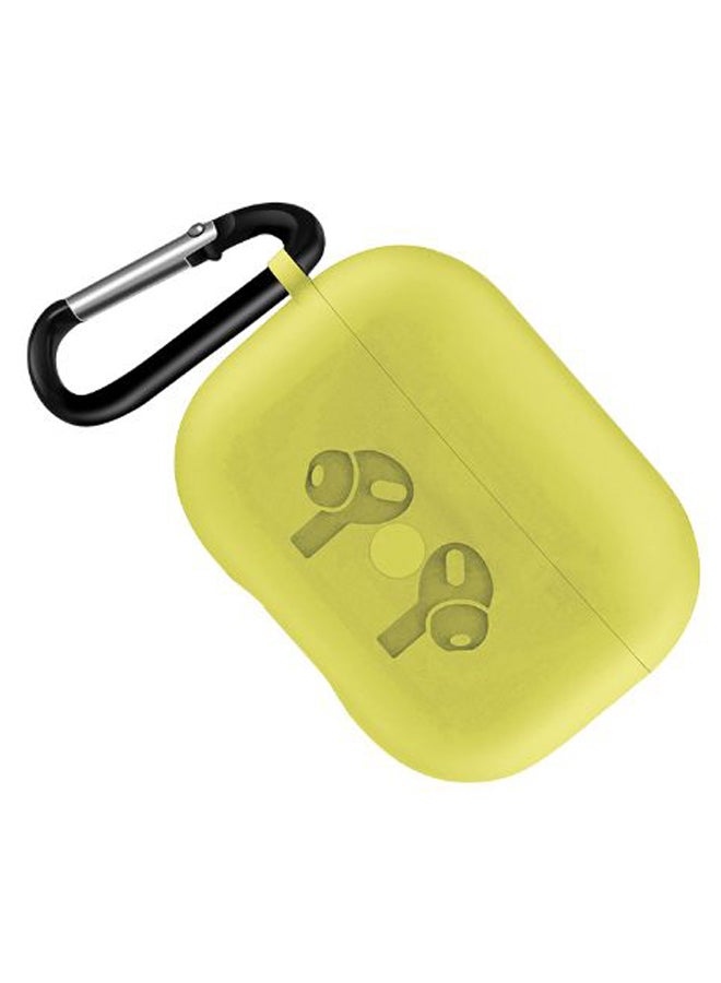 Silicone Case Cover For Apple AirPods Pro With Carabiner Yellow