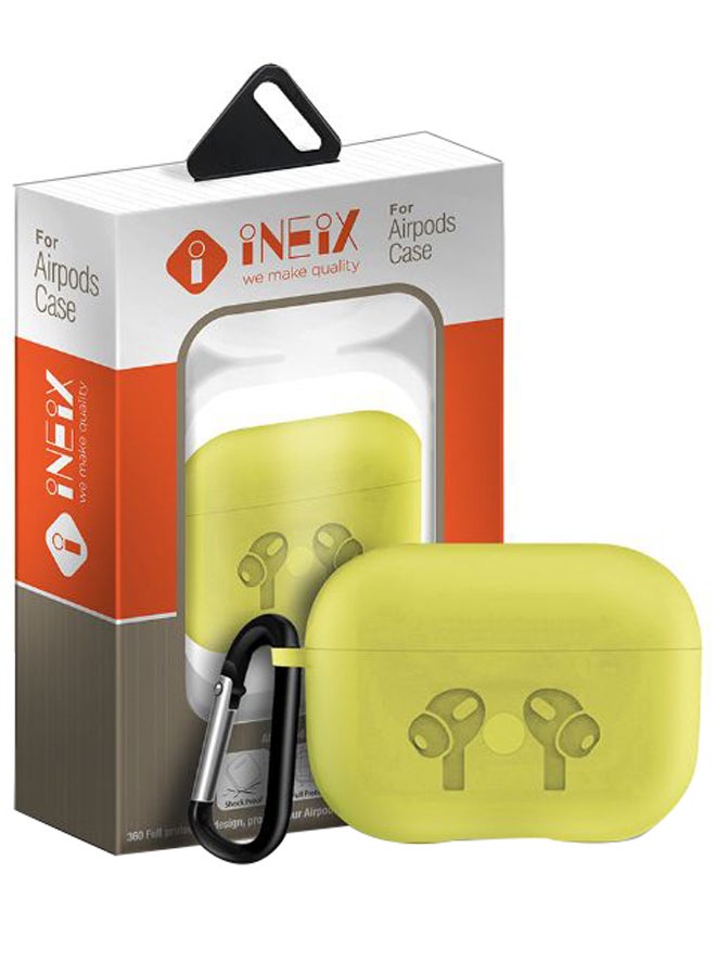 Silicone Case Cover For Apple AirPods Pro With Carabiner Yellow