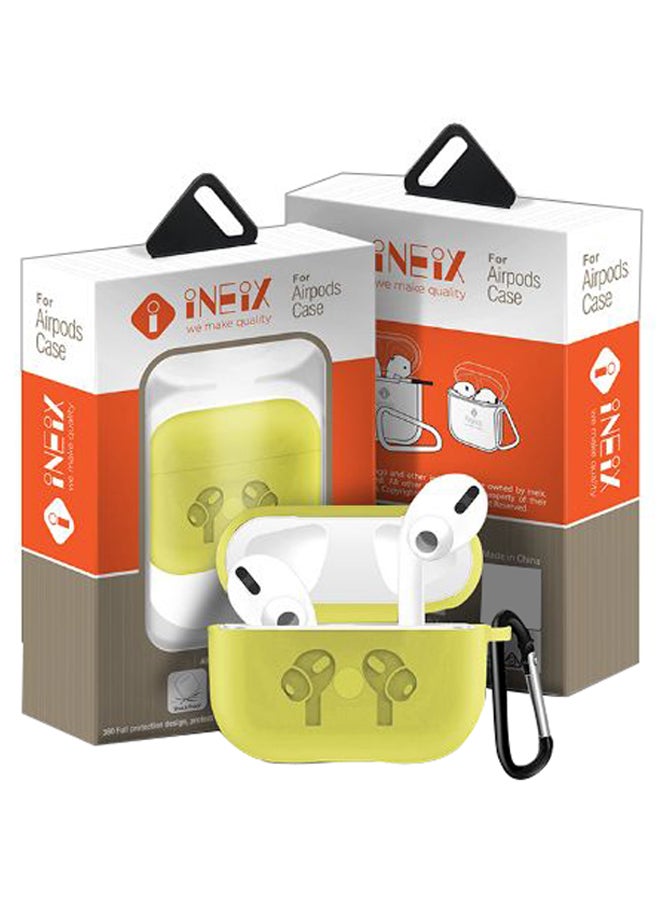 Silicone Case Cover For Apple AirPods Pro With Carabiner Yellow