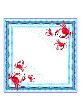 Anemoss Crab Printed Table Cloth White/Blue/Red 140x140cm - v1578429131/N19160010A_1