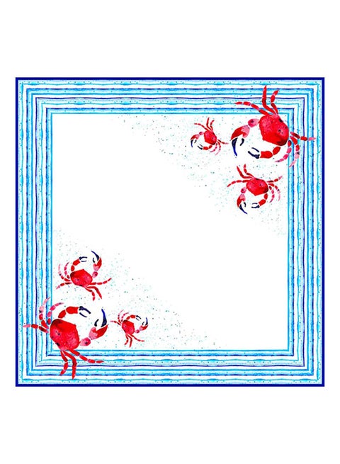 Anemoss Crab Printed Table Cloth White/Blue/Red 140x140cm
