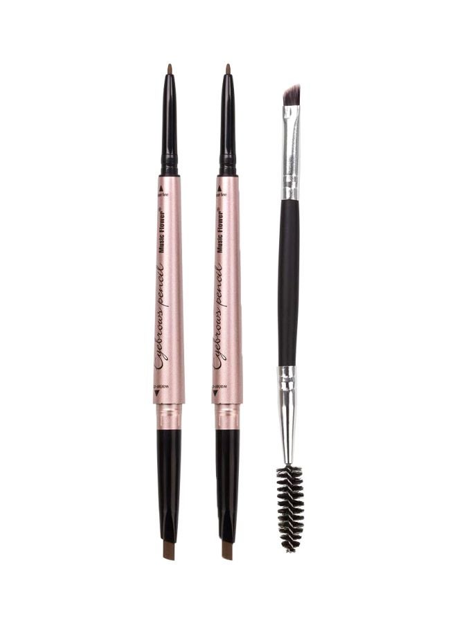 HeyBeauty 2-Piece Dual End Eyebrow Pencil With Brush Light Brown 