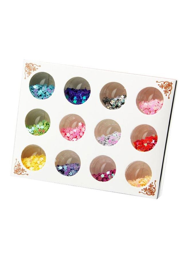 12-Colour Glitter Nail Decoration Tool Multicolour - Image 1