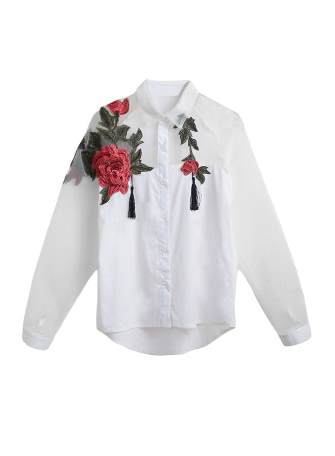 Vintage Applique Floral Top Multicolour  - Image 3