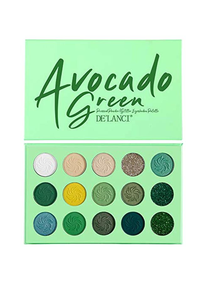 DE'LANCI - Avocado 15 Colour Eyeshadow Palette Green - Image 1