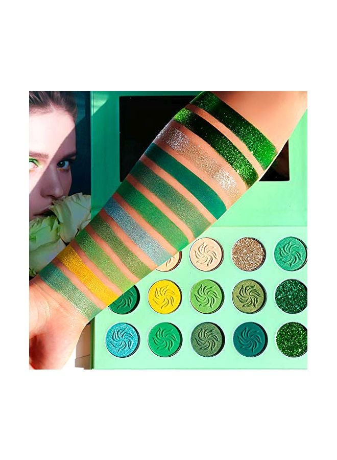 DE'LANCI - Avocado 15 Colour Eyeshadow Palette Green - Image 1