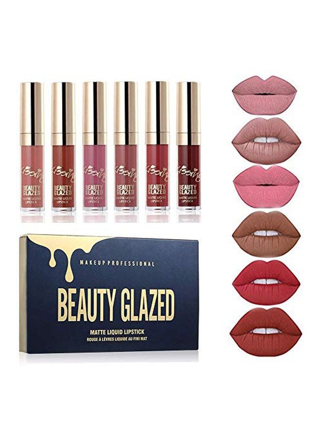 يوكبولار 6 قطع من أحمر شفاه سائل غير لامع بيوتي جلايزد متعدد الألوان - Image 2