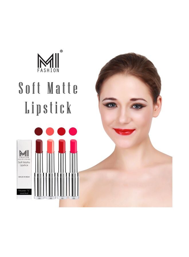 MI FASHION Pack Of 4 Soft Matte Lipstick Multicolour - Image 2