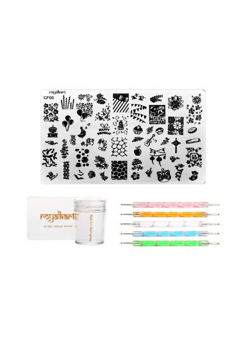 Nail Silicone Stamper Scraper And Double-Sided Dotting Tool Set Multicolour