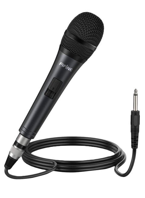 Karaoke Microphone,Fifine Dynamic Vocal Microphone For Speaker,Wired Handheld Mic With On/Off Switch And 14.8ft Detachable Cable.(K6) K6 Black