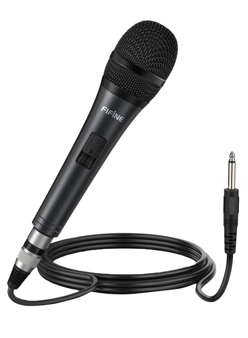 FIFINE - Karaoke Microphone,Fifine Dynamic Vocal Microphone For Speaker,Wired Handheld Mic With On/Off Switch And 14.8ft Detachable Cable.(K6) K6 Black - Image 1
