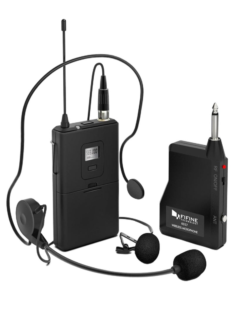 FIFINE - Wireless Microphone System Set With Headset K037B Black - Image 1
