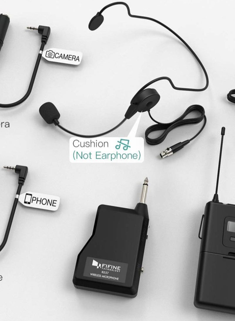 FIFINE - Wireless Microphone System Set With Headset K037B Black - Image 1