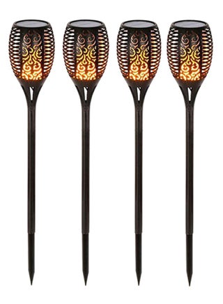 4-Piece Solar Powered Flame Lamp Torch Light Set Black 50centimeter - v1578452044/N33213567A_1