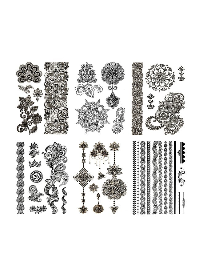 Terra Tattoos - 50-Piece Temporary Henna Tattoo Sticker Black - Image 1