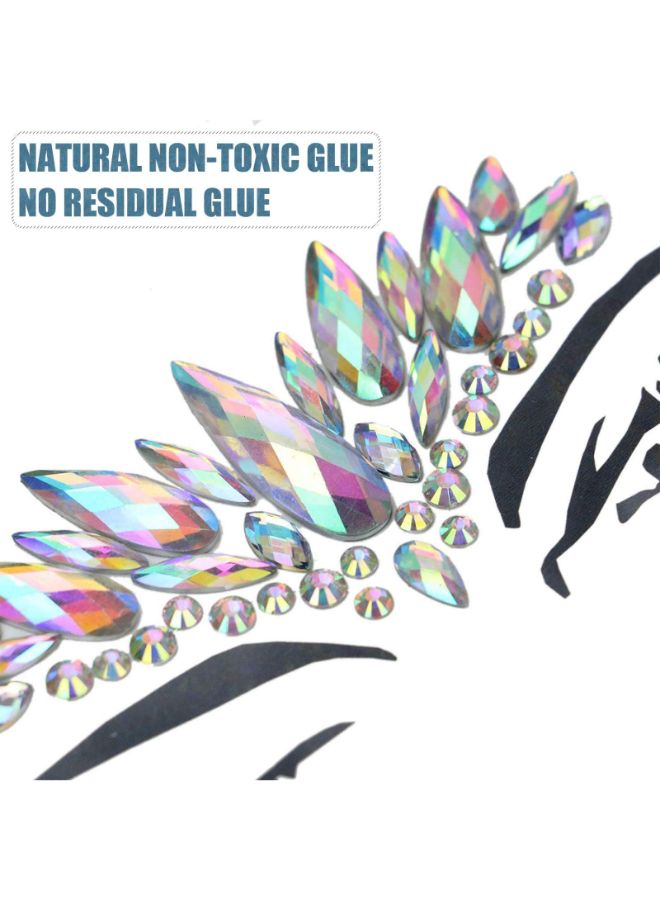 تيمو طقم ملصقات تاتو مؤقتة لامعة من أحجار الراين بتصميم وجه حورية بحر مكون من 6 قطع متعدد الألوان - Image 2