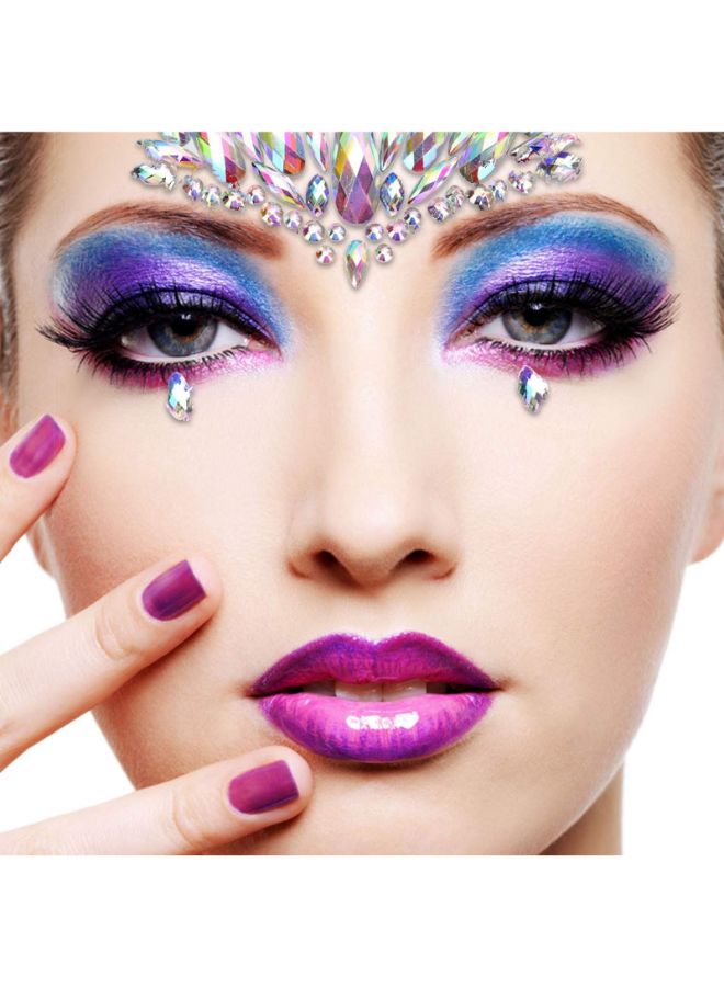 تيمو طقم ملصقات تاتو مؤقتة لامعة من أحجار الراين بتصميم وجه حورية بحر مكون من 6 قطع متعدد الألوان - Image 3