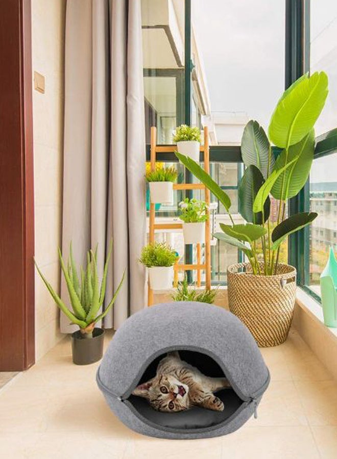 Portable Cat Cave Bed Grey - Image 2