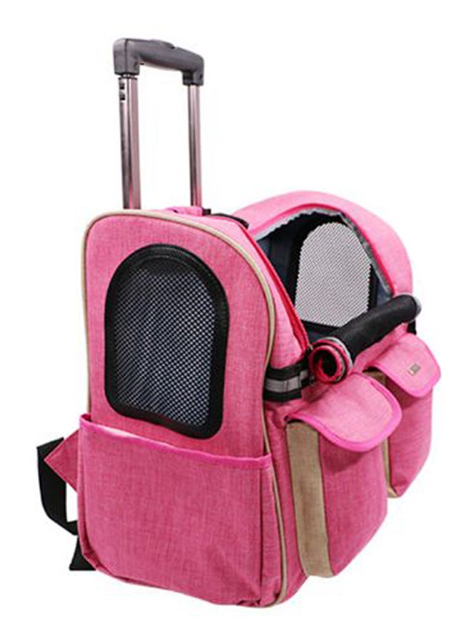 DODOPET Pet Carrier Rolling Travel Backpack Pink/Black/Beige - Image 2