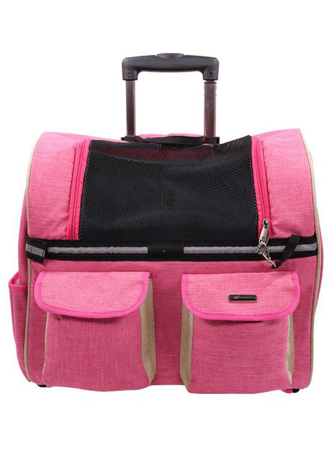 DODOPET Pet Carrier Rolling Travel Backpack Pink/Black/Beige - Image 1