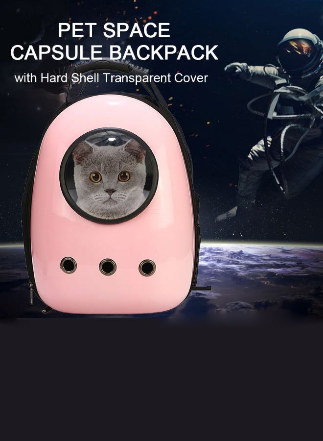 Pet Carrier Hard Shell Capsule Backpack Pink/Clear/Black - Image 2