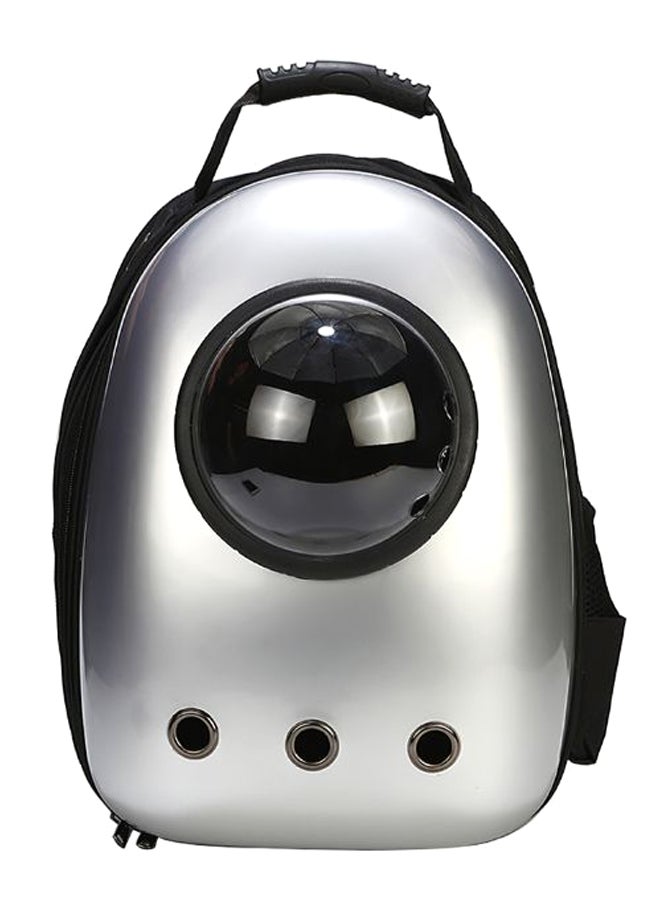 Pet Carrier Hard Shell Capsule Backpack Silver/Clear/Black - Image 1
