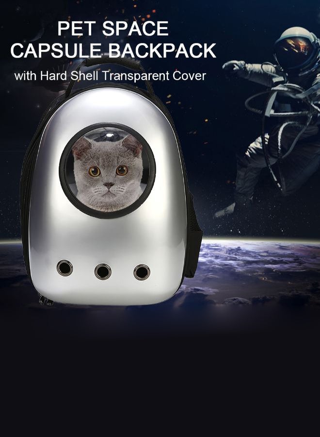 Pet Carrier Hard Shell Capsule Backpack Silver/Clear/Black - Image 2