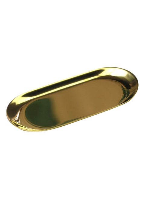 طبق بيضاوي مصنوع من الحديد ذهبي 23 x 9.5سم